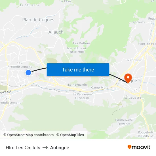 Hlm Les Caillols to Aubagne map