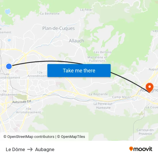 Le Dôme to Aubagne map