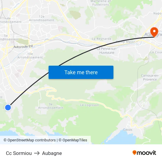 Cc Sormiou to Aubagne map