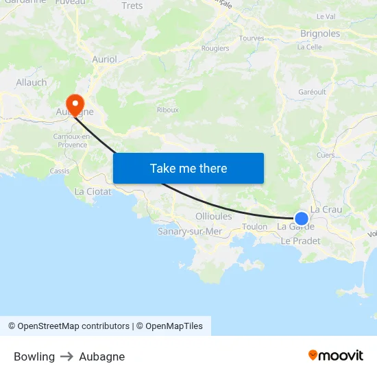 Bowling to Aubagne map