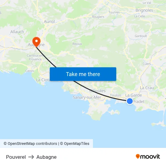 Pouverel to Aubagne map