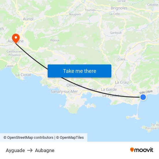 Ayguade to Aubagne map