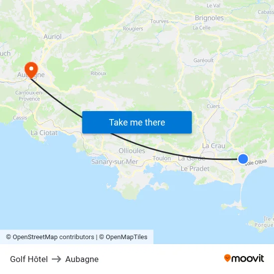 Golf Hôtel to Aubagne map