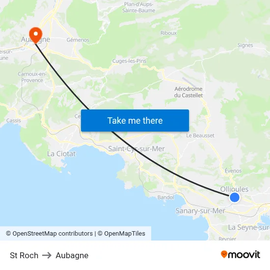 St Roch to Aubagne map