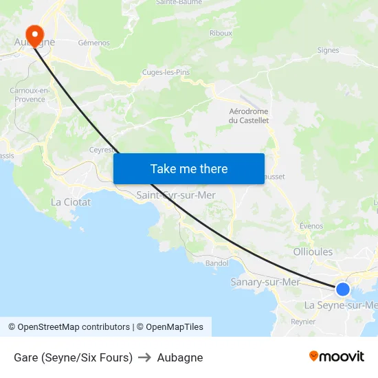Gare (Seyne/Six Fours) to Aubagne map