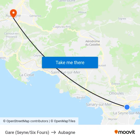 Gare (Seyne/Six Fours) to Aubagne map