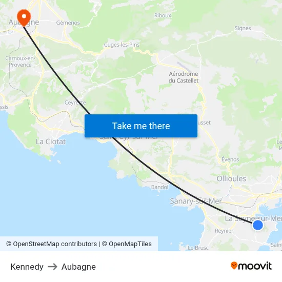 Kennedy to Aubagne map