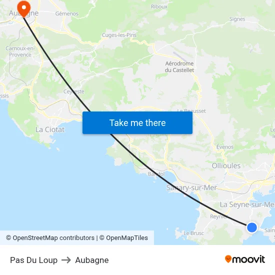 Pas Du Loup to Aubagne map
