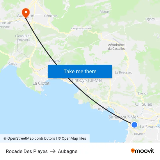 Rocade Des Playes to Aubagne map