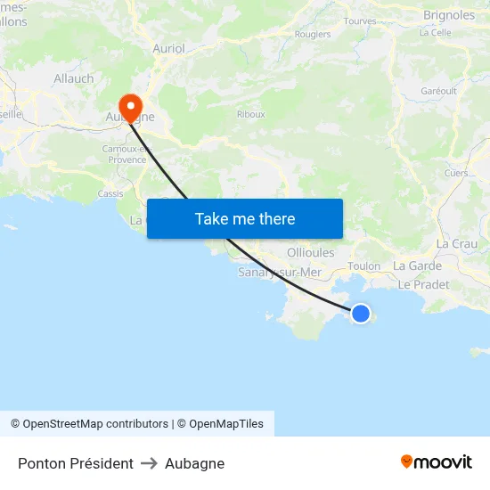 Ponton Président to Aubagne map