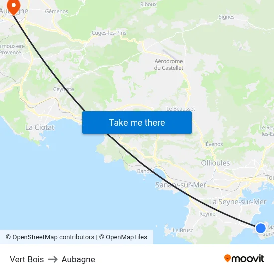 Vert Bois to Aubagne map