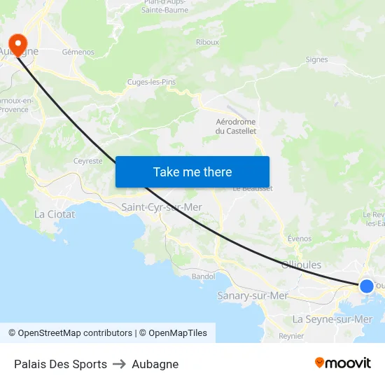 Palais Des Sports to Aubagne map