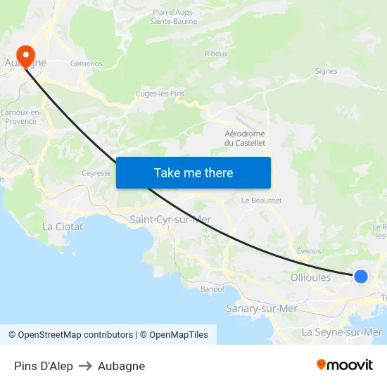 Pins D'Alep to Aubagne map