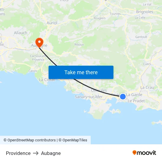 Providence to Aubagne map