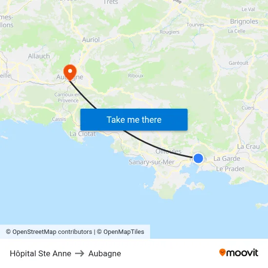 Hôpital Ste Anne to Aubagne map
