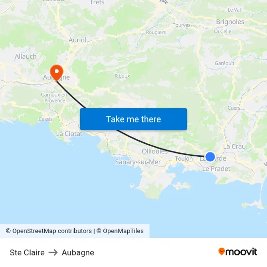 Ste Claire to Aubagne map