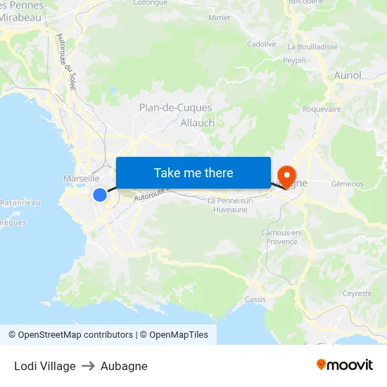 Lodi Village to Aubagne map