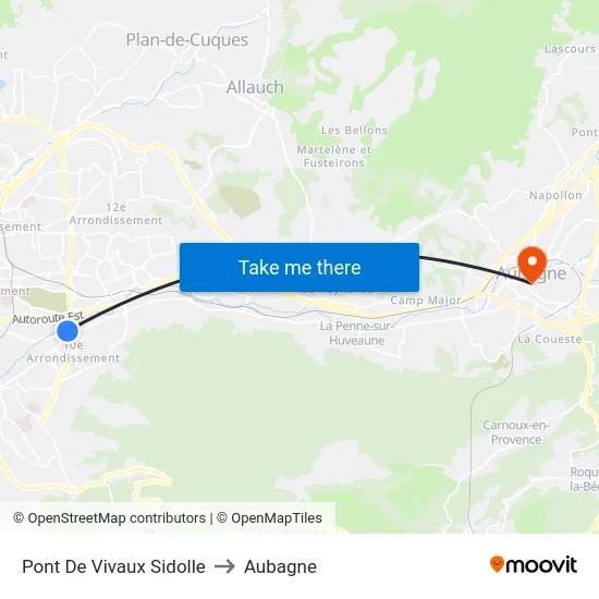 Pont De Vivaux Sidolle to Aubagne map