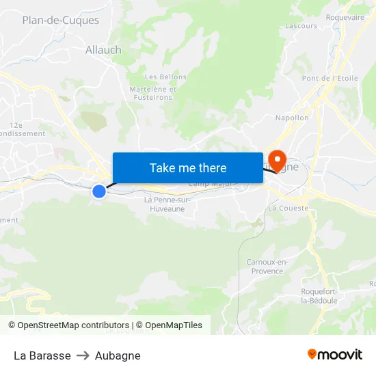 La Barasse to Aubagne map