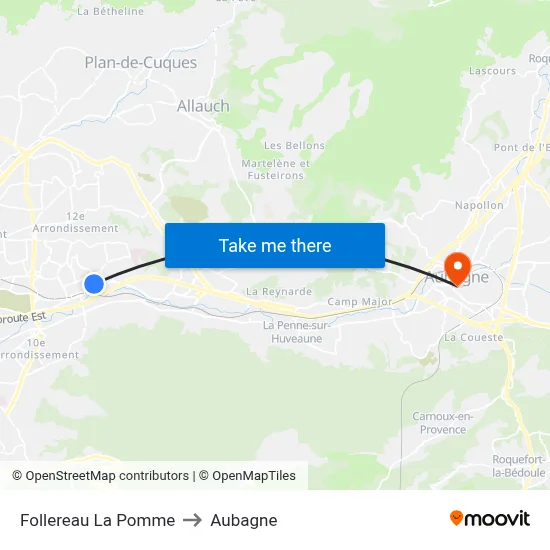 Follereau La Pomme to Aubagne map