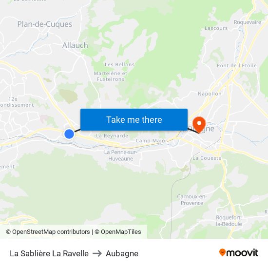 La Sablière La Ravelle to Aubagne map