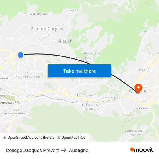 Collège Jacques Prévert to Aubagne map