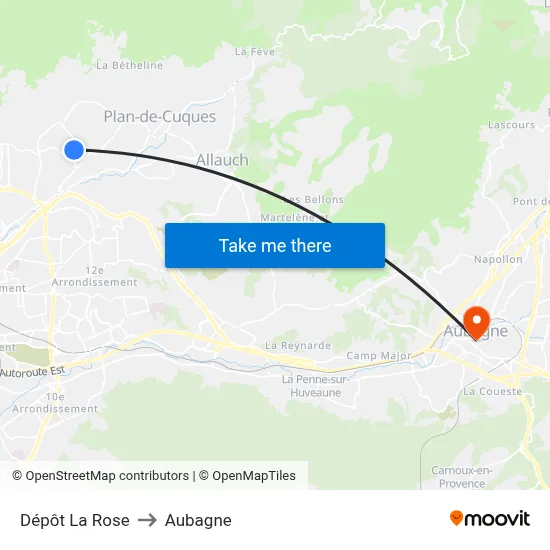 Dépôt La Rose to Aubagne map