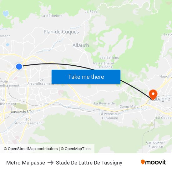 Métro Malpassé to Stade De Lattre De Tassigny map