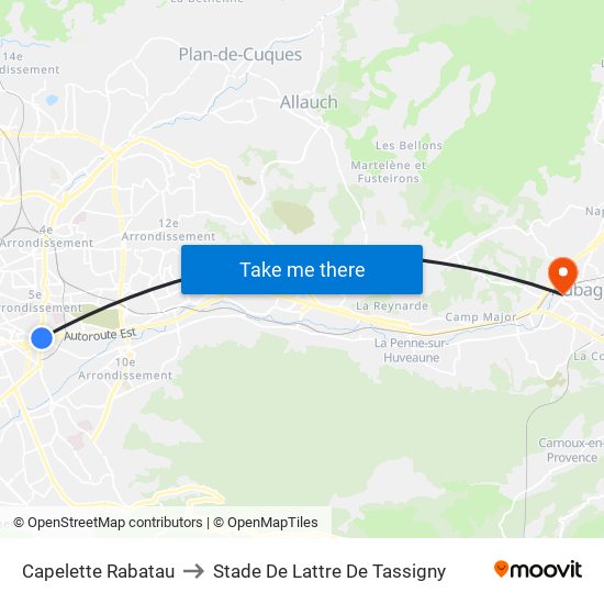 Capelette Rabatau to Stade De Lattre De Tassigny map