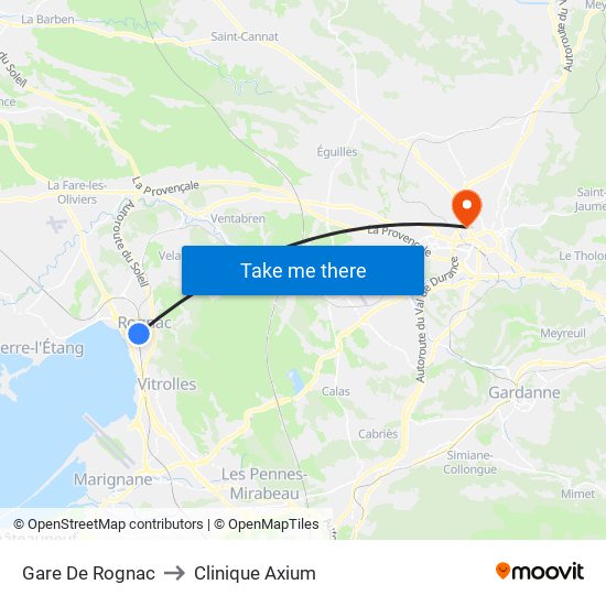 Gare De Rognac to Clinique Axium map