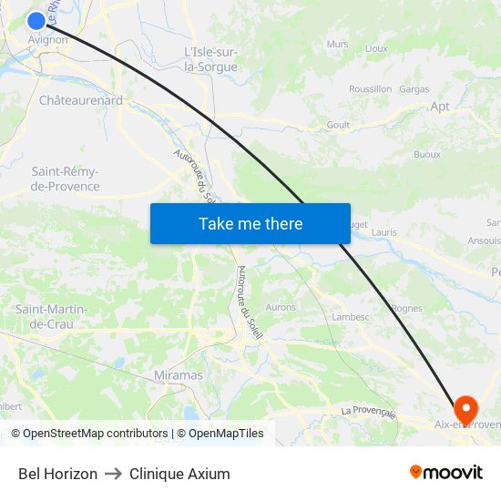 Bel Horizon to Clinique Axium map