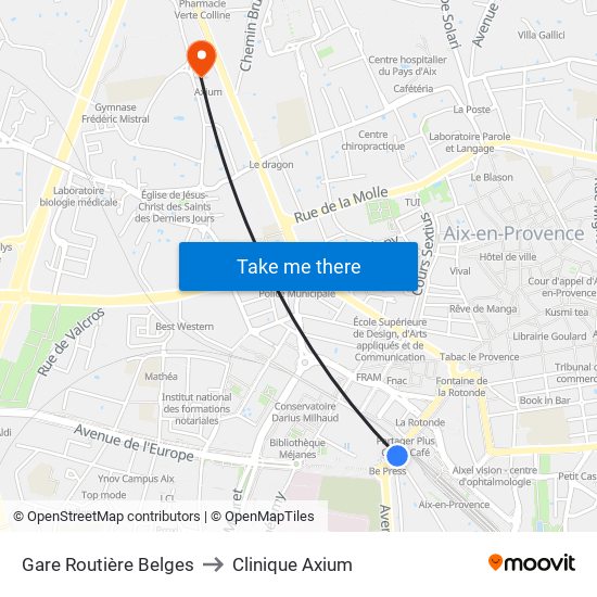 Gare Routière Belges to Clinique Axium map