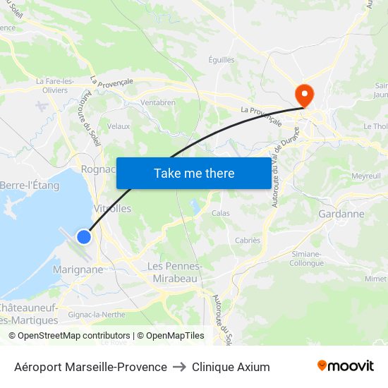 Aéroport Marseille-Provence to Clinique Axium map
