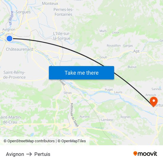 Avignon to Pertuis map
