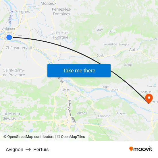 Avignon to Pertuis map