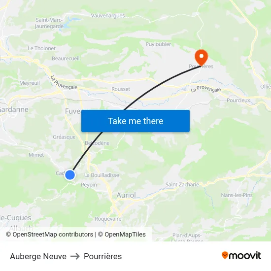 Auberge Neuve to Pourrières map