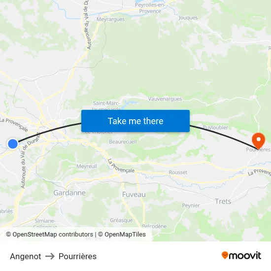 Angenot to Pourrières map