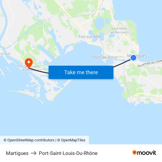 Martigues to Port-Saint-Louis-Du-Rhône map