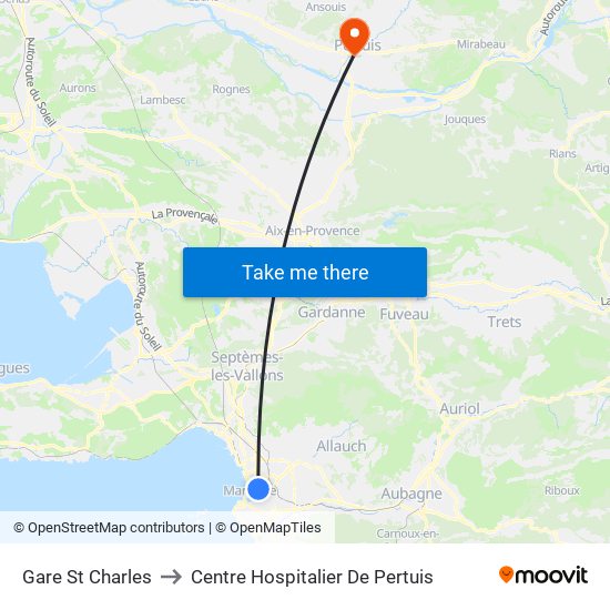 Gare St Charles to Centre Hospitalier De Pertuis map