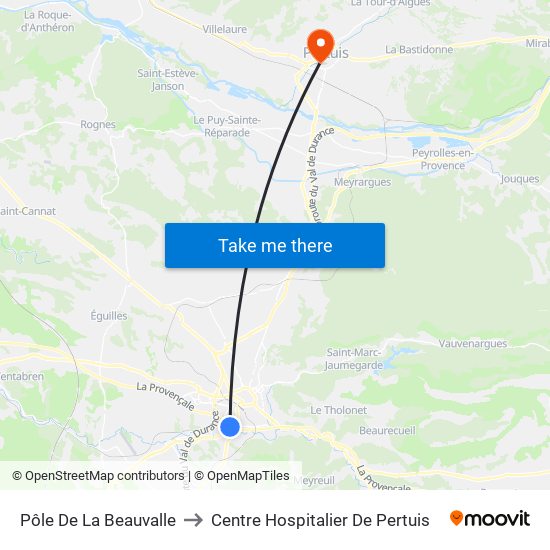 Pôle De La Beauvalle to Centre Hospitalier De Pertuis map