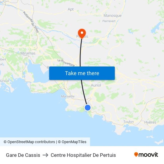 Gare De Cassis to Centre Hospitalier De Pertuis map