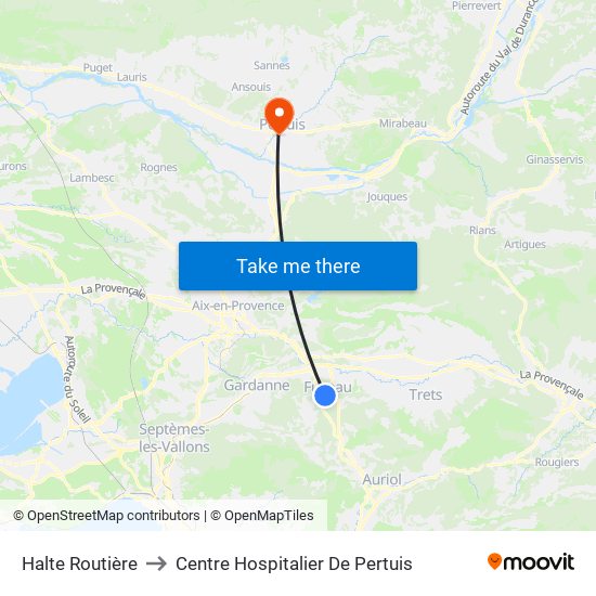Halte Routière to Centre Hospitalier De Pertuis map