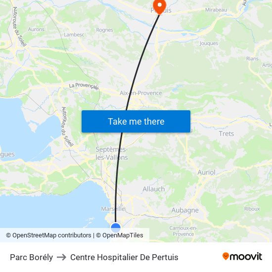 Parc Borély to Centre Hospitalier De Pertuis map