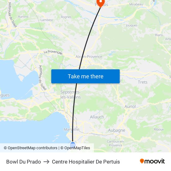 Bowl Du Prado to Centre Hospitalier De Pertuis map