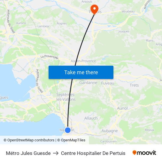 Métro Jules Guesde to Centre Hospitalier De Pertuis map
