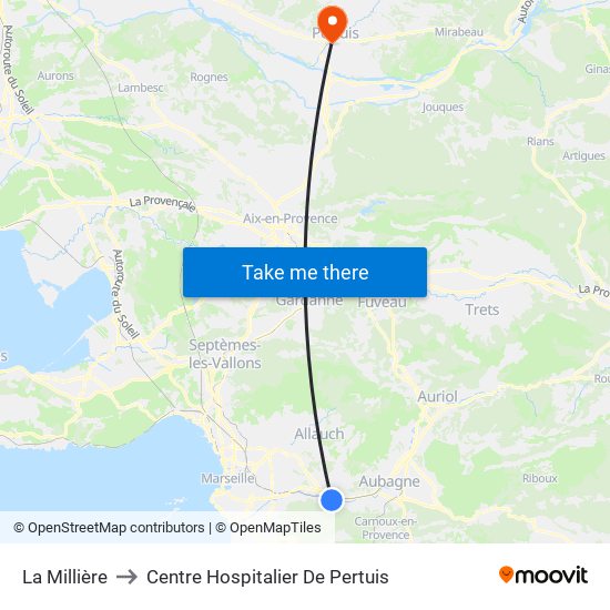 La Millière to Centre Hospitalier De Pertuis map