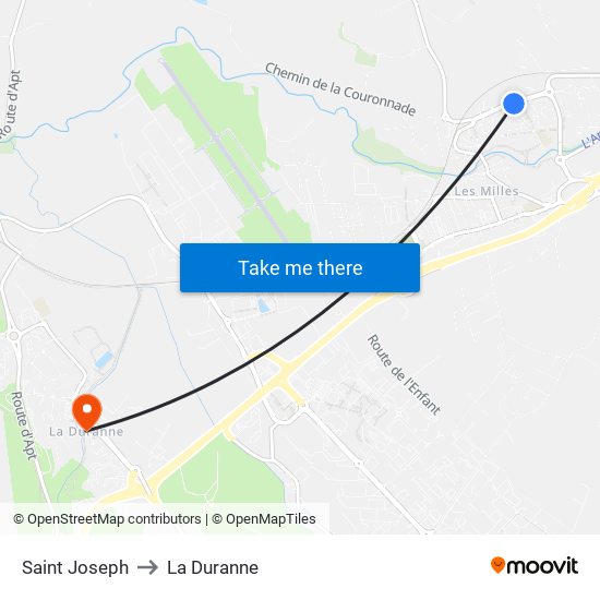 Saint Joseph to La Duranne map