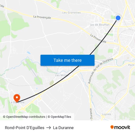 Rond-Point D'Eguilles to La Duranne map