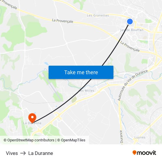 Vives to La Duranne map