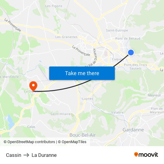 Cassin to La Duranne map